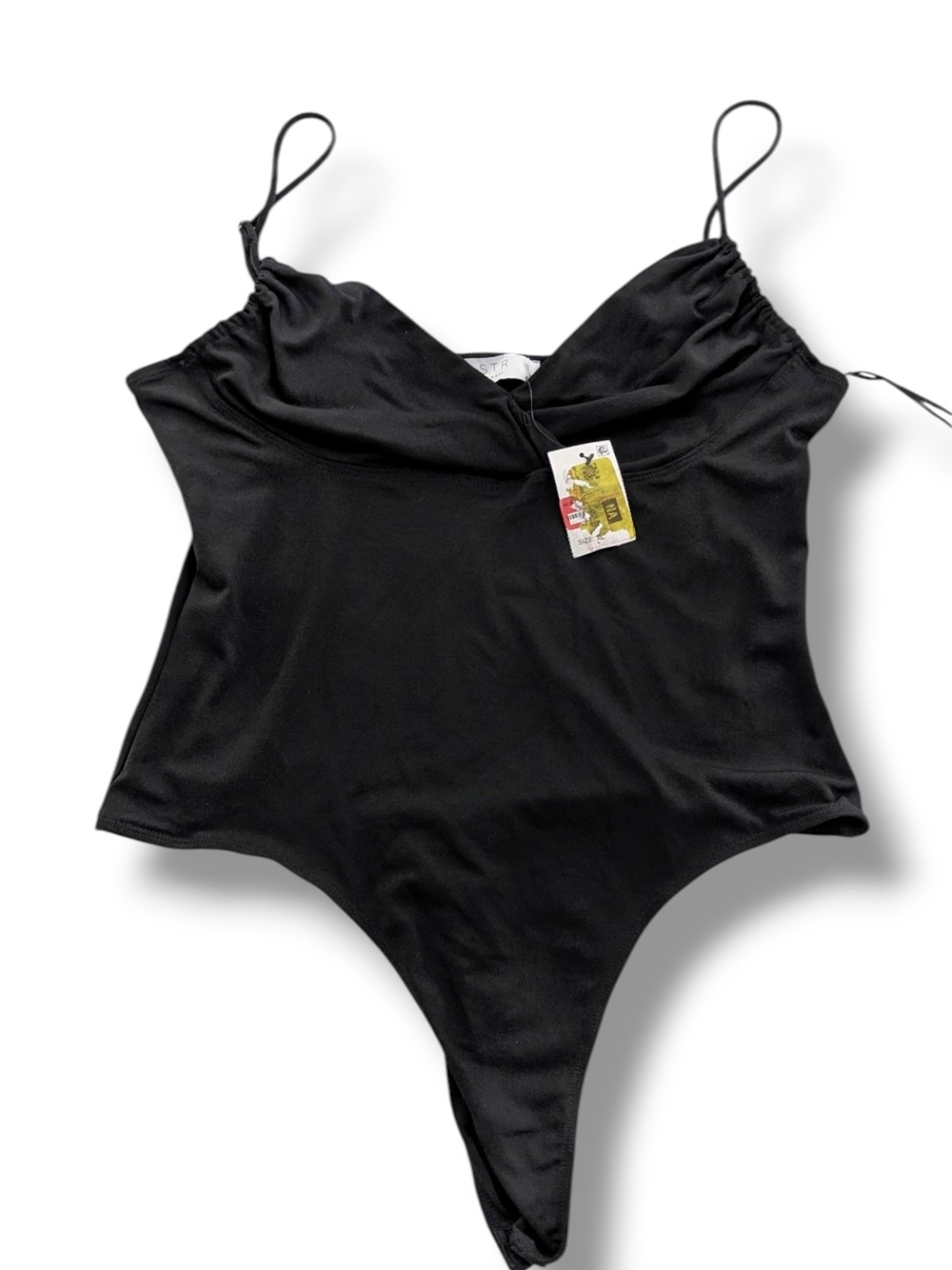 NWT ASTR The Label Women's Black Cowl Neck Bodysuit, Thong, Size Xl